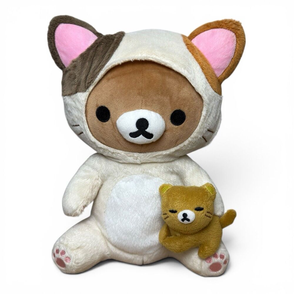 San-X Rilakkuma Korilakkuma Stuffed Plush Calico Cat Neko Costume Authentic